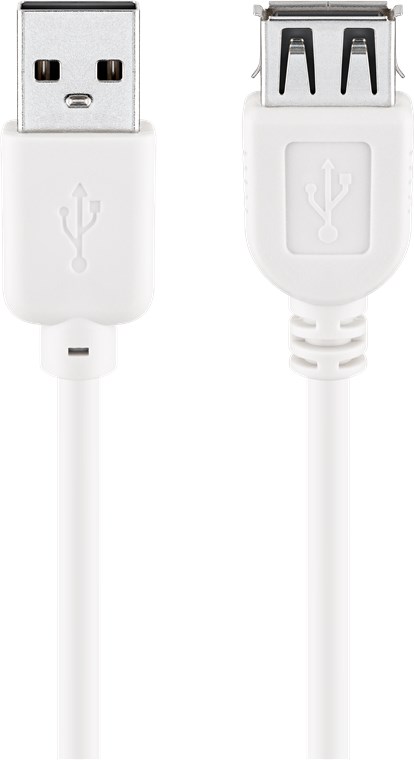 USB-A-förlängningskabel, 0,3 m, vit