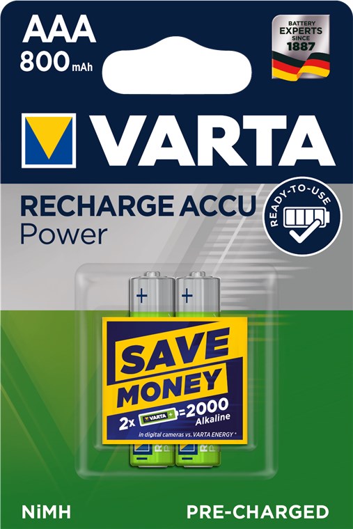 AAA (Micro)/HR03 (56703) genopladeligt batteri - 800 mAh, 2 stk. i blister