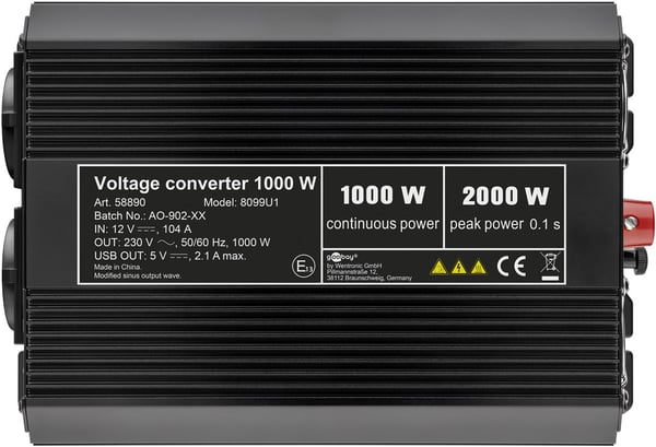 Jännitteenmuuntaja 1000W