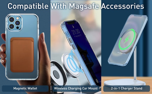 iPhone 13 Pro Max mobilcover kompatibel med MagSafe oplader Transparent