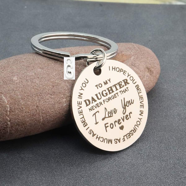 Nøkkelring med merke "To my Daughter" (Til min datter) Rustfritt stål