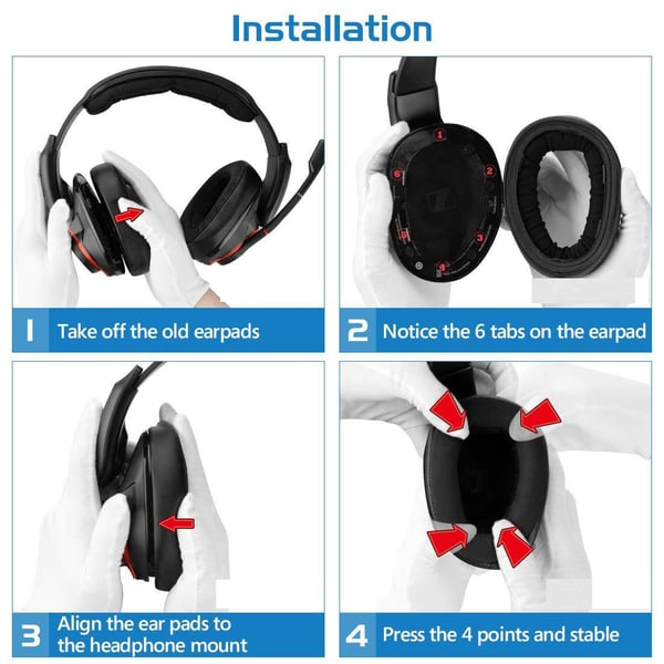 Ørepuder til Sennheiser GSP 600/500 Sort 1 Par