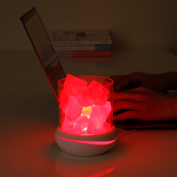 Saltsteinslampe USB Aromaterapi Hvit / Oransje