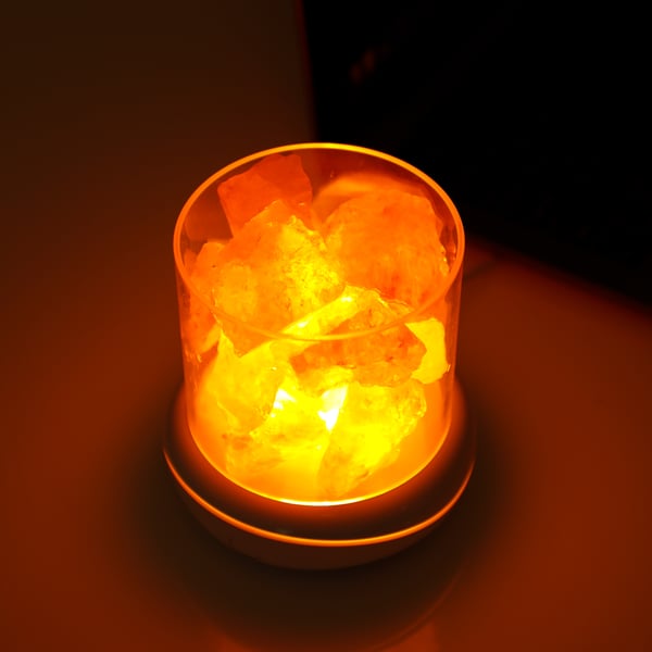 Saltsteinslampe USB Aromaterapi Hvit / Oransje