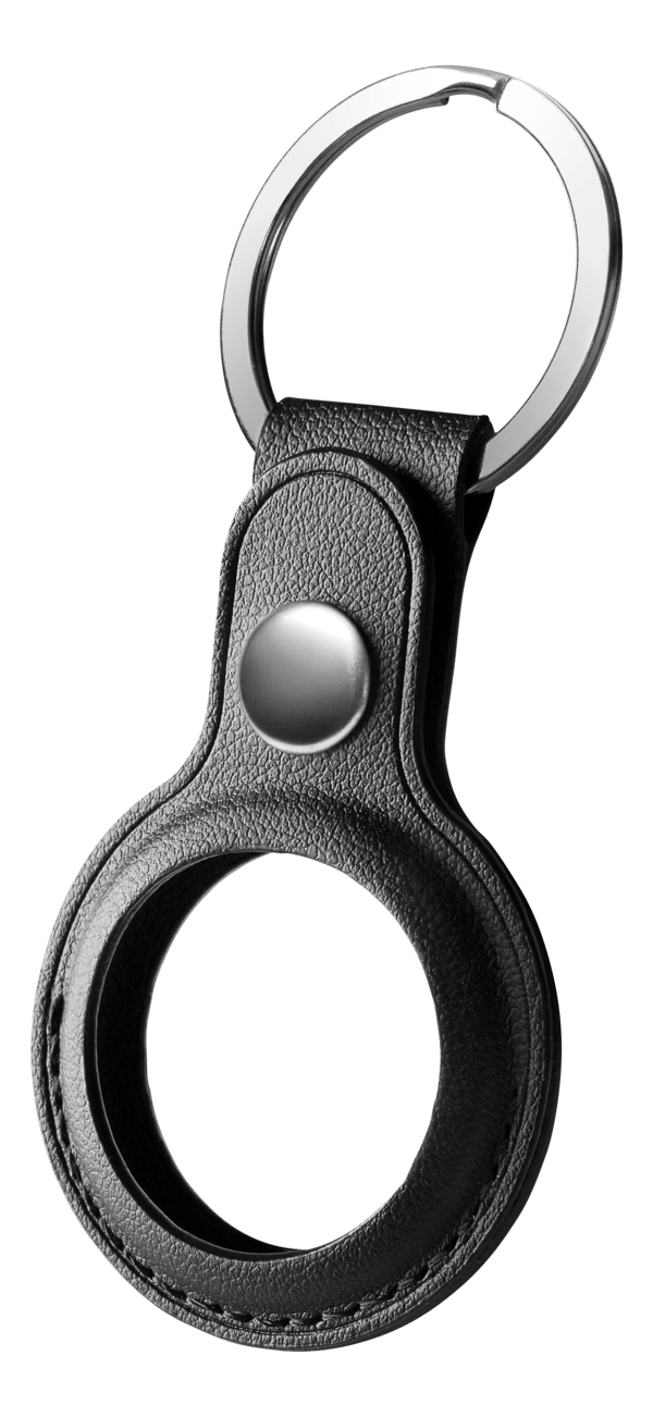 Apple AirTag case, keychain, vegan leather, black