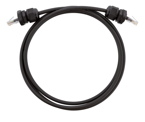 S/FTP Cat6a patch cable, 1m, IP68, PG13.5, black