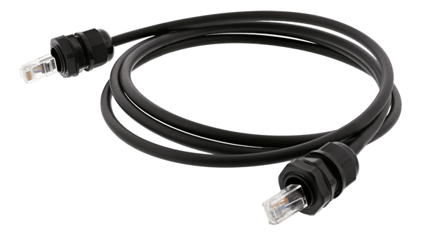 S/FTP Cat6a patch cable, 3m, IP68, PG13.5, black