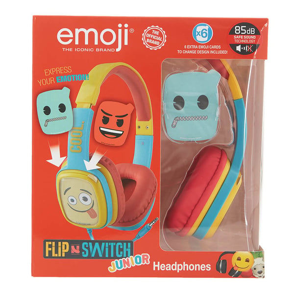 Høretelefoner On-Ear Junior 85db Emoji Blå/Gul