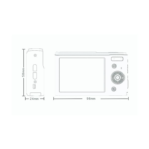 Digitalkamera 1080P, 48 megapiksler, 16x zoom Silver