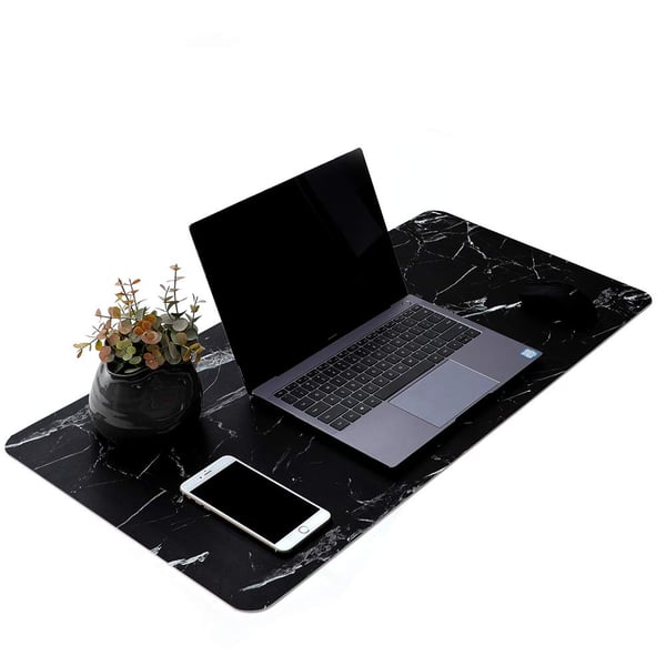 Skrivebordsbakgrunn 89x44 cm PU-skinn Sort / Marmor