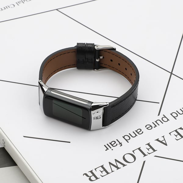 Fitbit Charge 5 ranneke, nahkainen musta