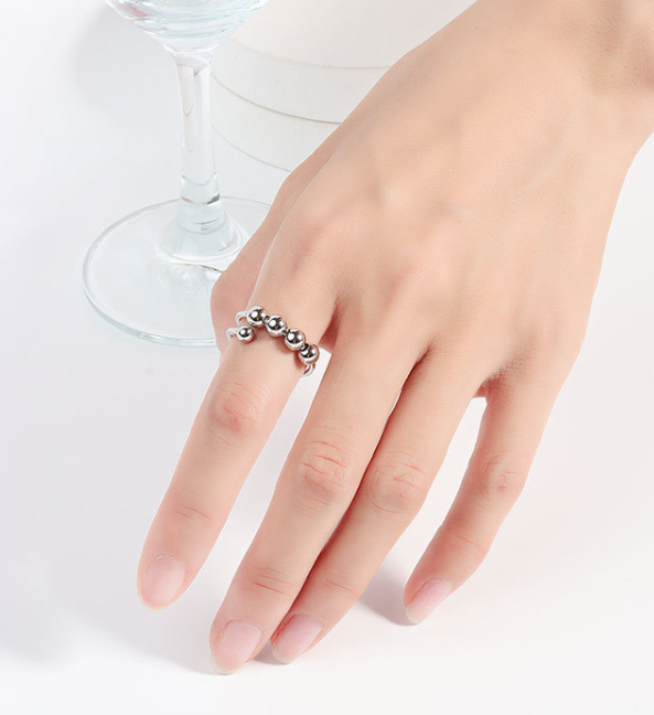 Anti-stress ring justerbar kobber sølv Silver
