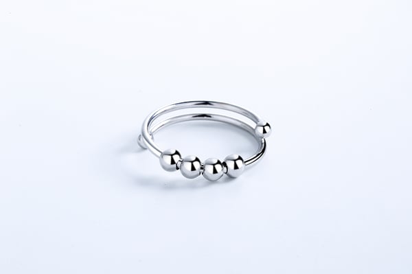 Anti-stress ring justerbar kobber sølv Silver