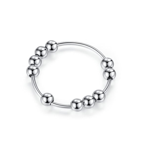 Antistressring med 10 roterbare perler kobbersølv 20,5 mm 20.5 mm