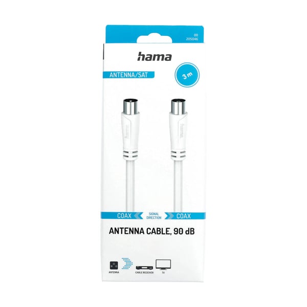 Antennkabel 90dB 3,0m Vit