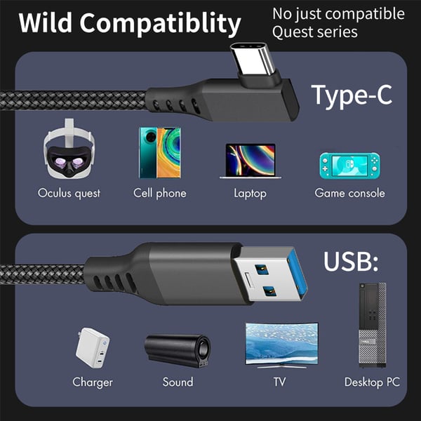 Linkkikaapeli Oculus Quest 2 USB-C / USB-A 5 m