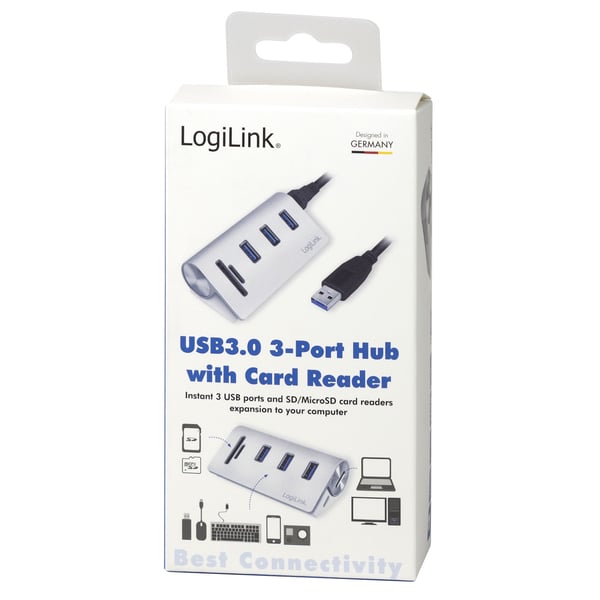 USB3.0 3-ports hub + minnekortleser