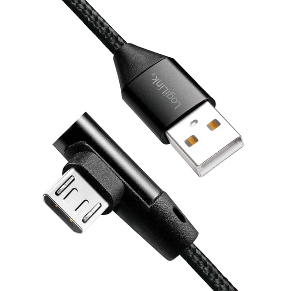 Vinklet MicroUSB-kabel USB 2.0 15W 1m