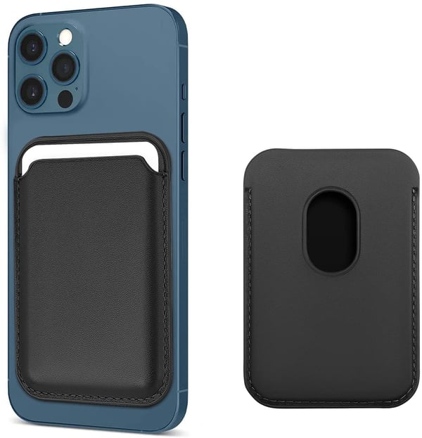 Magnetisk kortholder til iPhone 12/13-serie, sort kunstskinn
