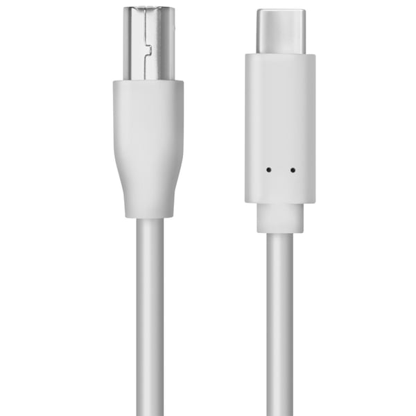 USB-C till USB-B 2.0 Kabel 2m Vit