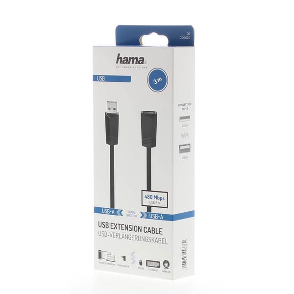 Cable USB 2.0 Extension 480 Mbit/s 3.0m Black