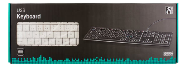Keyboard, 105 keys, Nordic layout, USB, white, 13 media keys