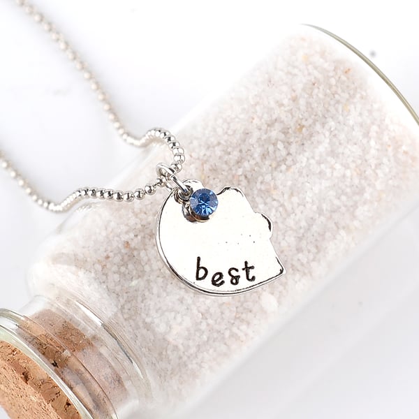 Hjertepuslekjede "Best Friends Forever" 3 stk Sinklegering sølv