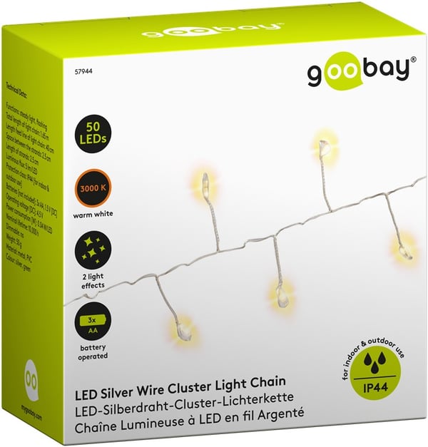 50er LED sølv wire cluster lyskjede