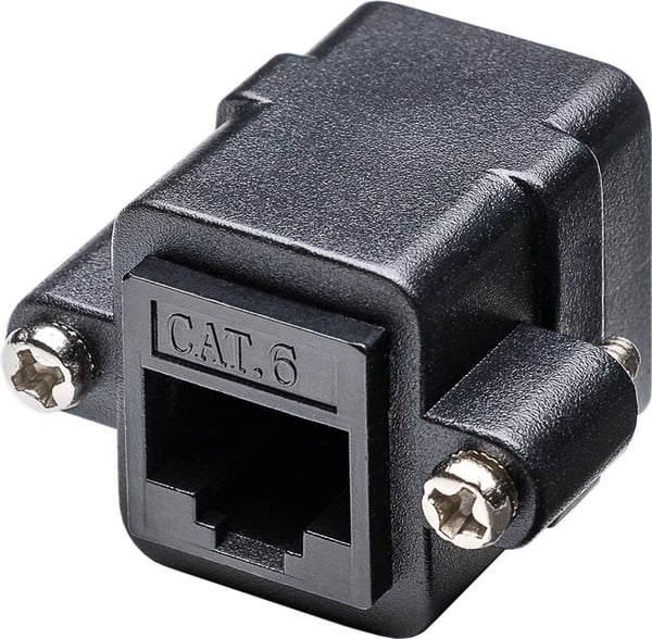 RJ45 modular-mellemled/forbinder med monteringsflange, CAT 6