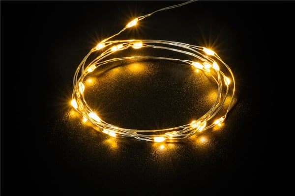 Lyskæde med 20 LED'er, sølvtråd, inkl. timer
