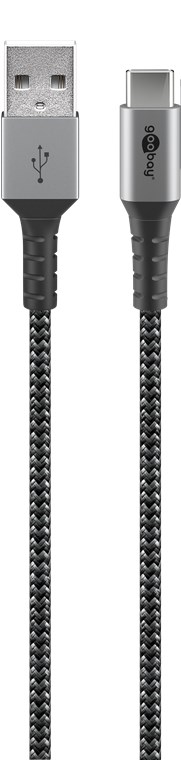 USB-C™ til USB-A tekstilkabel med metalstik 0,5 m