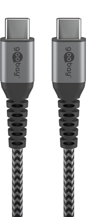 USB-C™ til USB-C™ tekstilkabel med metallkontakter 0,5 m