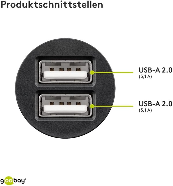 Dobbelt USB-biloplader (15,5 W)
