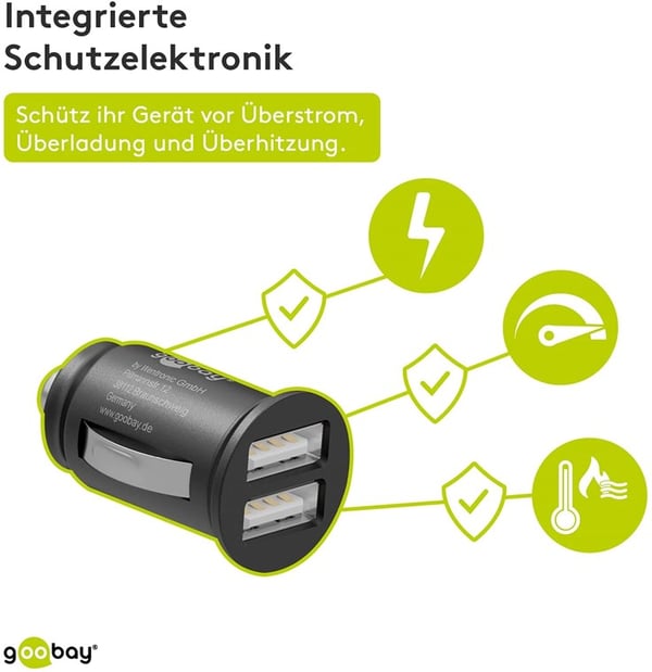Dobbelt USB-biloplader (15,5 W)
