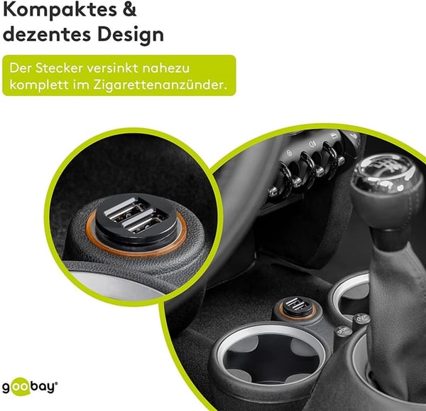 Dobbelt USB-biloplader (15,5 W)