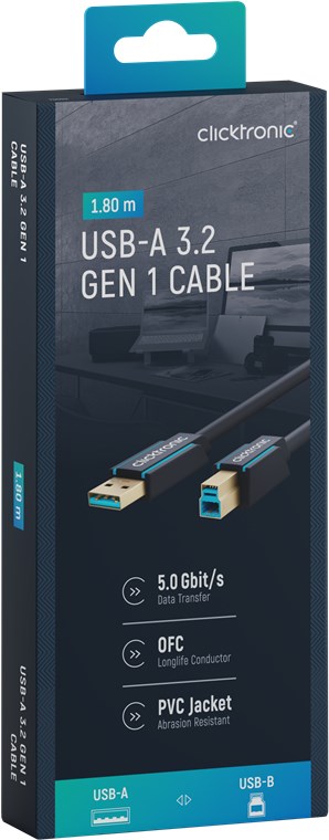 USB-A til USB-B 3.0 adapterkabel