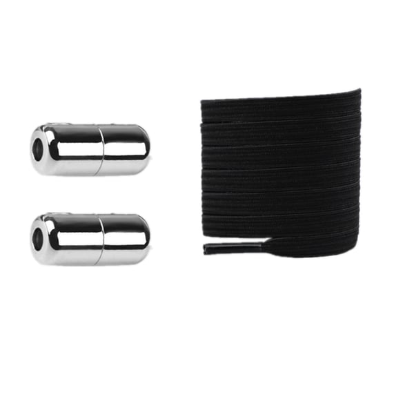 Elastiske knudefri snørebånd med lås 1 par Black