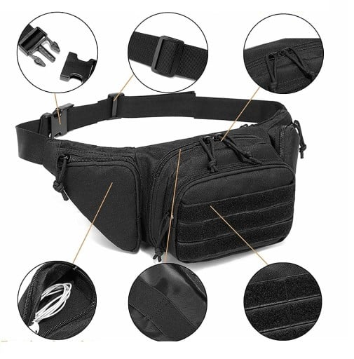 outdoor taljetaske 800D Oxford-Nylon Sort