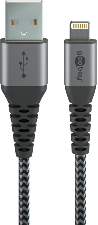 Lightning USB-C™ tekstilkabel med metalstik, 0,5 m