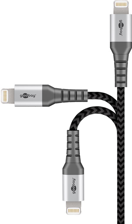 Lightning USB-C™ tekstilkabel med metalstik, 2 m