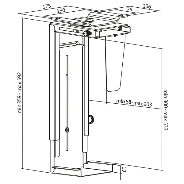 Datorhållare Bord/vägg justerbar
