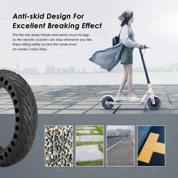 8,5 tommer honeycomb solid dæk kompatibelt med Xiaomi M365 el-løbehjul - punkteringssikker og stødabsorberende 2-pack