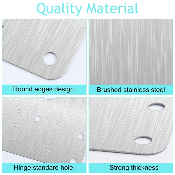 Reparationsplade til hængslede møbler 9x9 cm rustfrit stål 2-pack