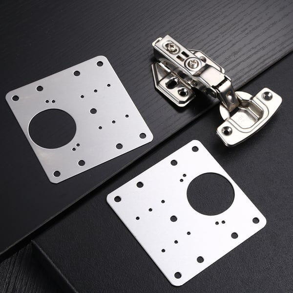 Reparationsplade til hængslede møbler 9x9 cm rustfrit stål 2-pack