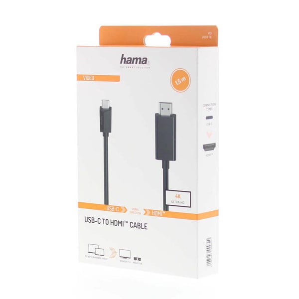Kabel USB-C - HDMI Ultra-HD 4K 1,5m Svart