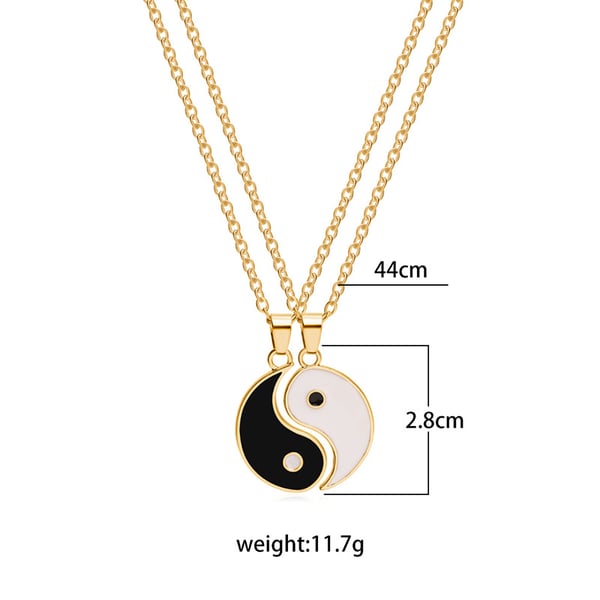 Yin Yang par halskjede med matchende anheng Gull 2 stk