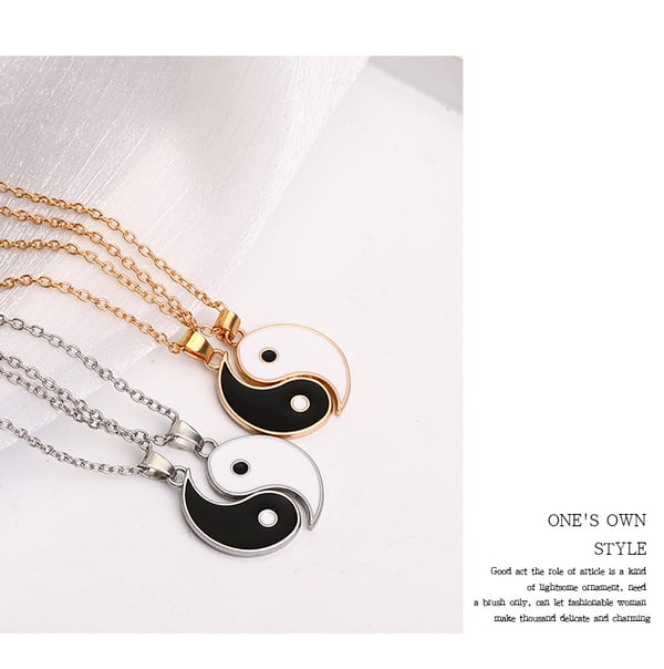 Yin Yang par halskjede med matchende anheng Gull 2 stk