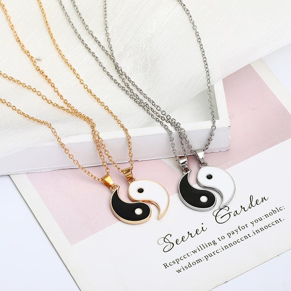 Yin Yang par halskjede med matchende anheng Gull 2 stk