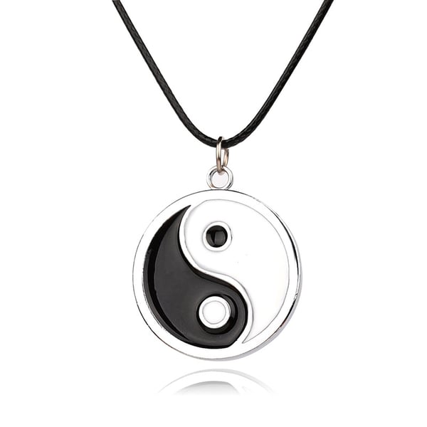 Halskjede med Yin Yang anheng Svart/hvit