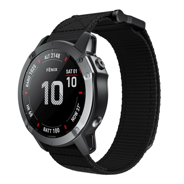 Urrem 22 mm til Garmin Fenix 5/6/7 Forerunner Approach Nylon Black